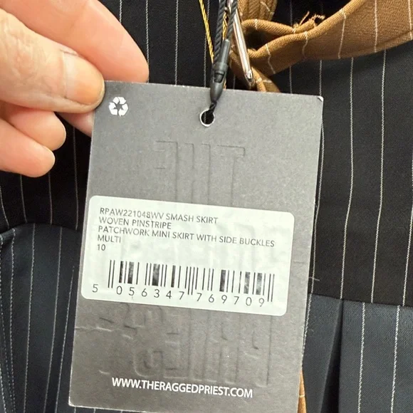 The Ragged Priest Striped Black and Brown Mini Skirt - Picture 2 of 4